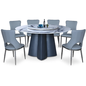 Aludra Modern Crystal Marble Dining Set (Available in 6-Seater & 8-Seater Options)