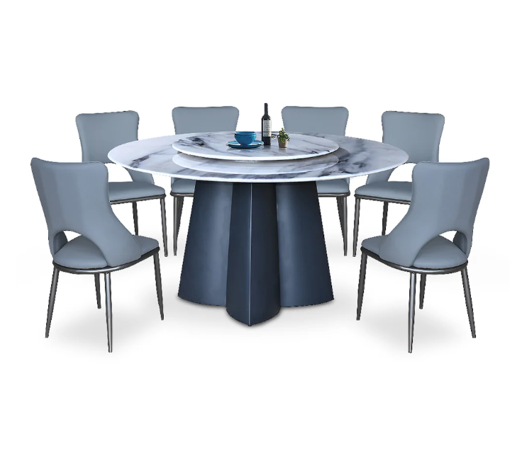 Aludra Modern Crystal Marble Dining Set (Available in 6-Seater & 8-Seater Options)