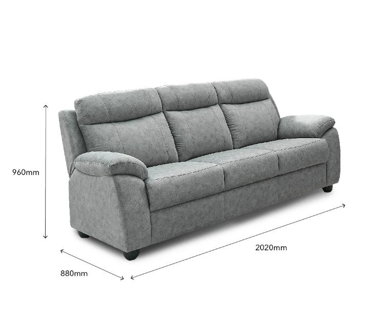 Castia Modern 3-Seater Performance Fabric Sofa (Grey Cloud) - Image 4