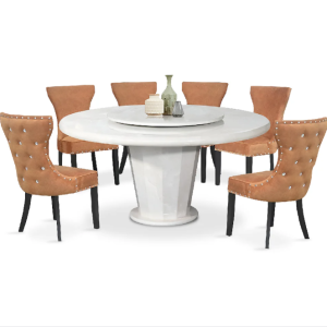 Aludra Modern Crystal Marble Dining Set (Available in 6-Seater & 8-Seater Options)
