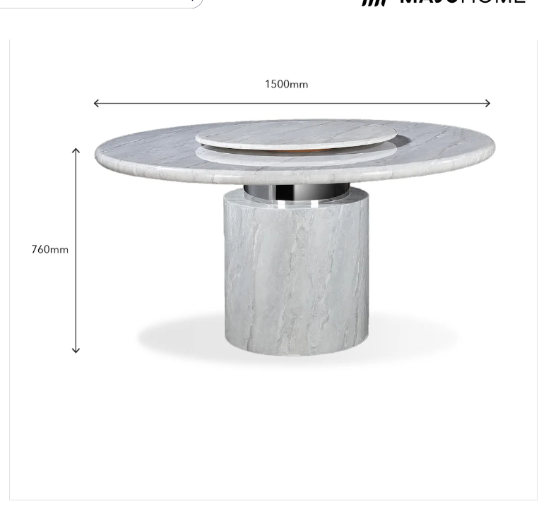 Chagutis II ContemporChagutis II Contemporary 8-Seater Marble Dining Set (1 Round Table + 8 Chairs)ary 8-Seater Marble Dining Set - Image 2