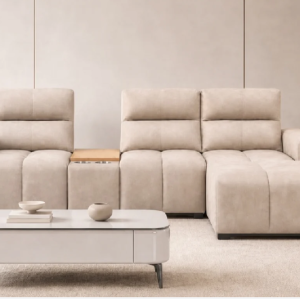 Cissy Modern Anti-Scratch L-Shape Sectional Sofa with Built-In Console Table