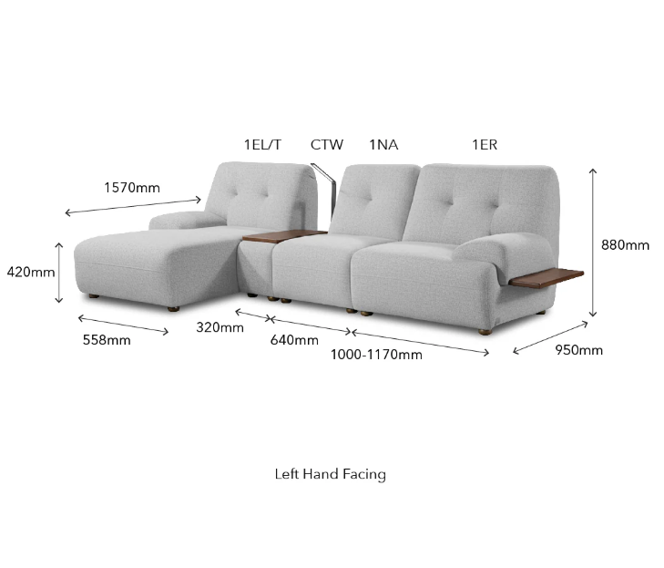 Coey Modern Tech-Integrated L-Shape Sectional Sofa with Smart Console Table (Pastel Grey) - Image 5