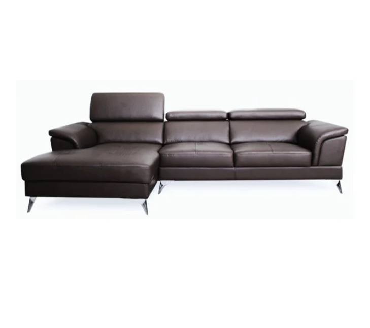 Emeco Luxury Half Leather L-Shape Sectional Sofa with Adjustable Headrests