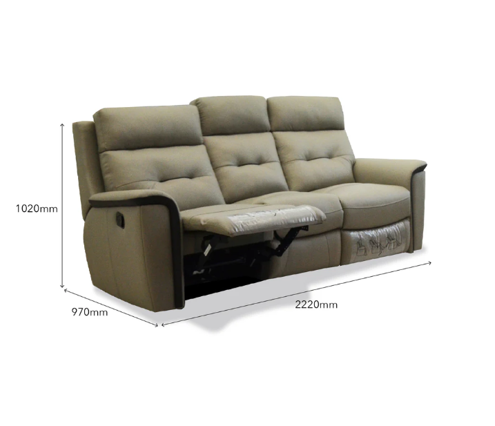 Harriot Luxury 3-Seater Manual Recliner Leather Sofa - Image 3