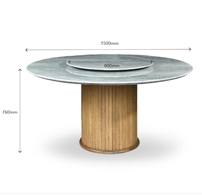 Kash Luxury 8-Seater Marble Dining Set with Lazy Susan (1 Table + 8 Chairs) - Image 3