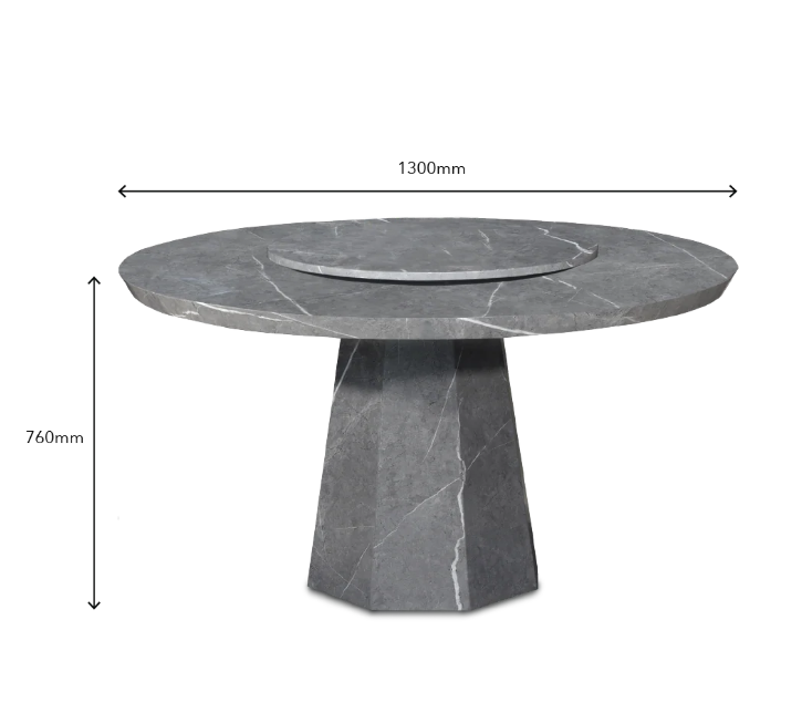 Mercede Contemporary Marble Dining Set (1 Round Table + 6 Chairs) - Image 5