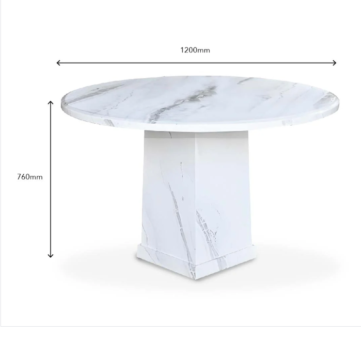 Numan Modern Round Marble Dining Set (1 Table + 6 Chairs) - Image 4