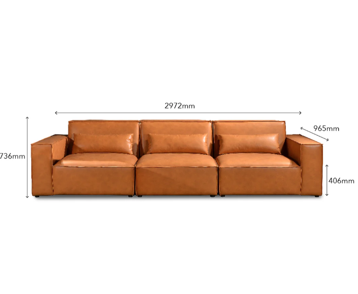 Potenza Contemporary Pet-Friendly 3-Seater Sofa with Hybrid Suspension (Coyote Brown) - Image 4