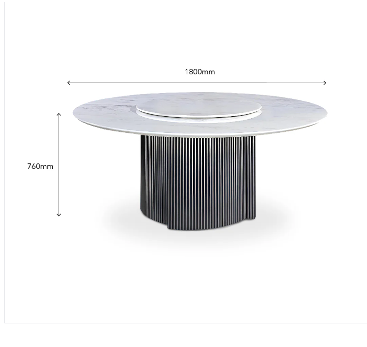 Rose Rainbow Luxury Natural Marble Dining Set with Motorized Lazy Susan (1 Table + 6 Chairs) - Image 7