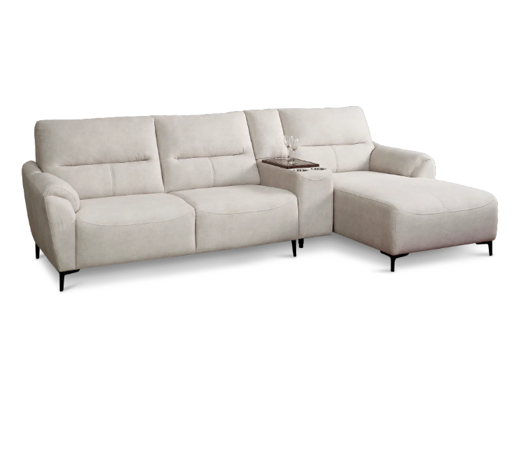 Torvi Premium 3-Seater L-Shape Fabric Sectional Sofa with Smart Storage Console - Image 2
