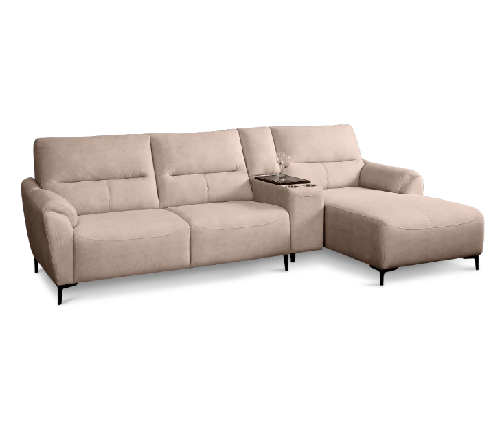 Torvi Premium 3-Seater L-Shape Fabric Sectional Sofa with Smart Storage Console