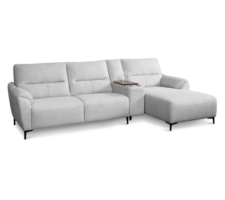 Torvi Premium 3-Seater L-Shape Fabric Sectional Sofa with Smart Storage Console - Image 4