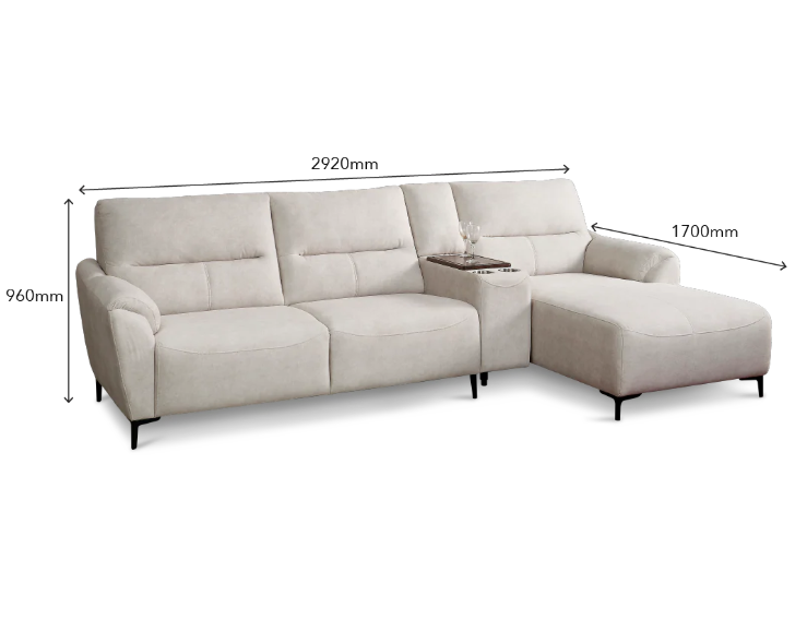 Torvi Premium 3-Seater L-Shape Fabric Sectional Sofa with Smart Storage Console - Image 5