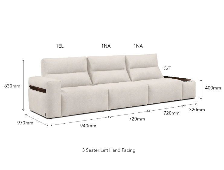 Vasa Premium Modular 3-Seater Fabric Sectional Sofa with Smart Console & Retractable Table (Pastel Grey) - Image 3