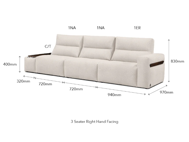 Vasa Premium Modular 3-Seater Fabric Sectional Sofa with Smart Console & Retractable Table (Pastel Grey) - Image 4