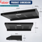 Faber Classo Elite Slim Kitchen Hood with Wave Sensor | 900 m³/h Suction | Twin Copper Motor | Tempered Glass Cooker Hood (LAVIN 2B/76BK)