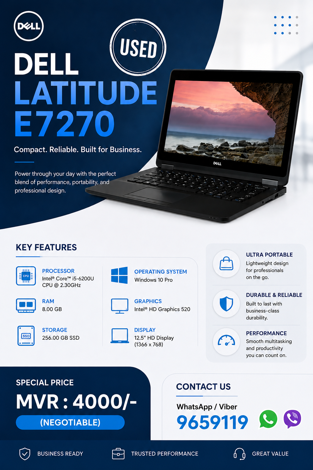 Dell Latitude E7270 (Used) – For Sale | Order via WhatsApp / Viber: 9659119