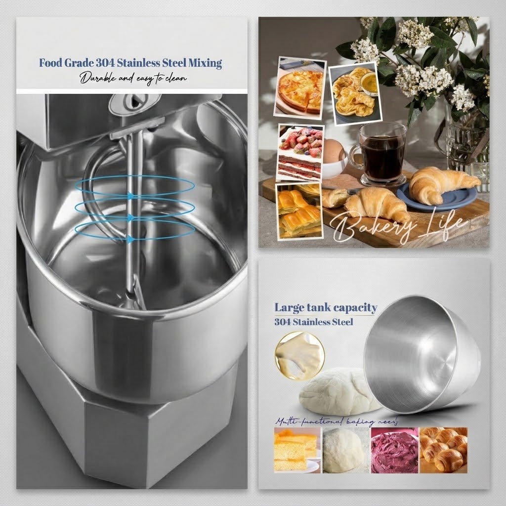 50L Dough Spiral 20KG Mixer 2400W