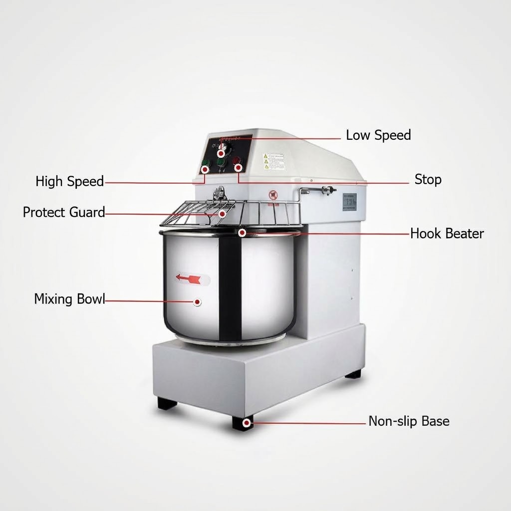 50L Dough Spiral 20KG Mixer 2400W
